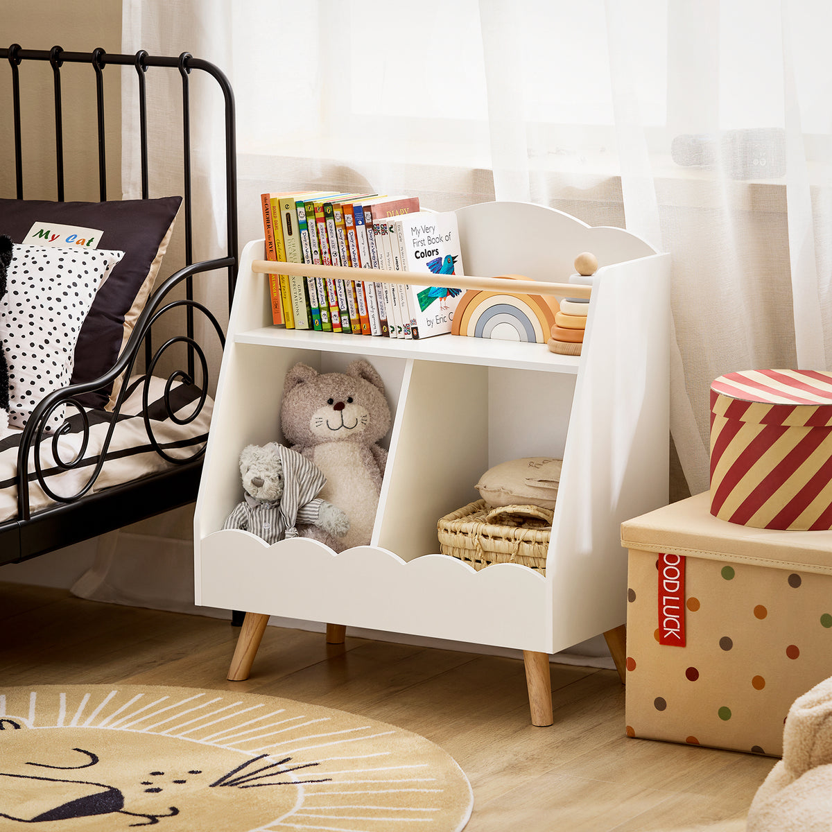 SoBuy KMB100-K-W Bibliothèque Enfant, Étagère à Livres, Étagère de Rangement Jouets pour Enfants,  2 Compartiments Ouverts