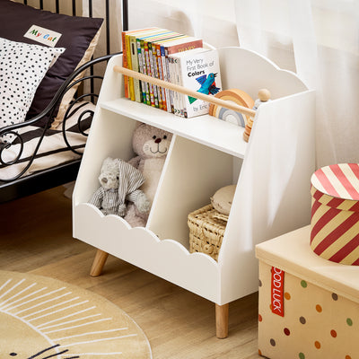 SoBuy KMB100-K-W Bibliothèque Enfant, Étagère à Livres, Étagère de Rangement Jouets pour Enfants,  2 Compartiments Ouverts