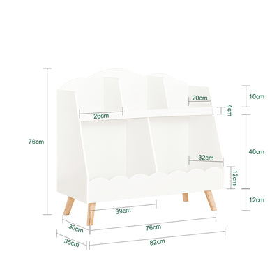 SoBuy KMB100-W Bibliothèque Enfant avec 5 Compartiments Ouverts, pour Chambre d’Enfant, Rangement Optimisé, Design Fonctionnel – L82×P35×H76 cm, Blanc