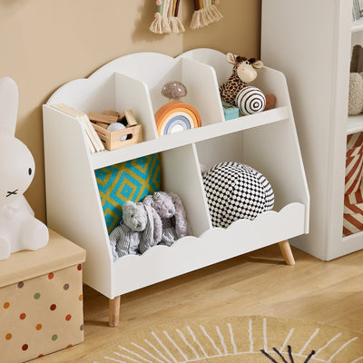 SoBuy KMB100-W Bibliothèque Enfant avec 5 Compartiments Ouverts, pour Chambre d’Enfant, Rangement Optimisé, Design Fonctionnel – L82×P35×H76 cm, Blanc