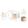 SoBuy KMB113-W Ensemble Table Enfant + 2 Chaises – Compartiment, 2 Boîtes de Rangement, Chaises Rangeables, Blanc