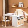 SoBuy KMB113-W Ensemble Table Enfant + 2 Chaises – Compartiment, 2 Boîtes de Rangement, Chaises Rangeables, Blanc