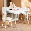 SoBuy KMB113-W Ensemble Table Enfant + 2 Chaises – Compartiment, 2 Boîtes de Rangement, Chaises Rangeables, Blanc
