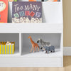 SoBuy KMB118-W Bibliothèque Enfant avec Étagère Supérieure et 3 Compartiments, Coins Arrondis et Dispositif Anti-Basculement – L100×P30×H80 cm, PB E1, Blanc