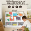 SoBuy KMB118-W Bibliothèque Enfant avec Étagère Supérieure et 3 Compartiments, Coins Arrondis et Dispositif Anti-Basculement – L100×P30×H80 cm, PB E1, Blanc