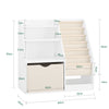 SoBuy KMB119-W Bibliothèque Enfant Montessori avec Étagère Inclinée, Poches Tissu et Pieds en Bois de Pin – L80×P40×H80 cm, PB/MDF E1, Blanc