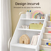 SoBuy KMB119-W Bibliothèque Enfant Montessori avec Étagère Inclinée, Poches Tissu et Pieds en Bois de Pin – L80×P40×H80 cm, PB/MDF E1, Blanc