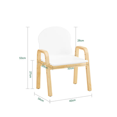 SoBuy KMB24-Wx2 Lot de 2 Chaises Enfant Réglables en Hauteur, 4 Positions 23–35 cm, Accoudoirs et Dossier, Charge Max. 75 kg – Blanc