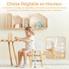 SoBuy KMB24-Wx2 Lot de 2 Chaises Enfant Réglables en Hauteur, 4 Positions 23–35 cm, Accoudoirs et Dossier, Charge Max. 75 kg – Blanc