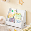SoBuy KMB32-K-W Bibliothèque Enfant Montessori avec 4 Niveaux, Coins Arrondis et Dispositif Anti-Basculement – L70×P30×H60 cm, PB E1, Blanc