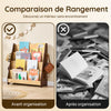 SoBuy KMB32-N Bibliothèque Enfant 4 Niveaux avec 2 Crochets – Meuble Rangement Chambre Enfant – Bois Naturel
