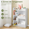 SoBuy KMB55-K-W Bibliothèque Enfant avec 5 Compartiments Ouverts, Coins Arrondis et Dispositif Anti-Basculement – L80×P34×H104 cm, Charge 53 kg, PB E1, Blanc