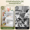 SoBuy KMB55-K-W Bibliothèque Enfant avec 5 Compartiments Ouverts, Coins Arrondis et Dispositif Anti-Basculement – L80×P34×H104 cm, Charge 53 kg, PB E1, Blanc