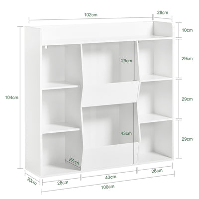 SoBuy KMB55-W Bibliothèque Enfant Montessori 8 Compartiments – Meuble Rangement Jouets et Livres, Blanc