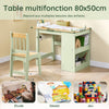 SoBuy KMB60-GR Table et Chaise Enfant avec Rangement – Bureau Enfant 2 Étagères, Porte-Papier et Rangements Stylos, Vert
