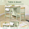 SoBuy KMB60-GR Table et Chaise Enfant avec Rangement – Bureau Enfant 2 Étagères, Porte-Papier et Rangements Stylos, Vert