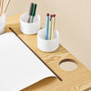 SoBuy KMB60-WN Ensemble Table et Chaise Enfant avec 2 Étagères, Porte-Rouleau et 3 Emplacements Stylos – L80×P50×H66 cm, MDF E1 + Pin, Blanc et Naturel