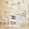 SoBuy KMB60-WN Ensemble Table et Chaise Enfant avec 2 Étagères, Porte-Rouleau et 3 Emplacements Stylos – L80×P50×H66 cm, MDF E1 + Pin, Blanc et Naturel