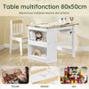 SoBuy KMB60-WN Ensemble Table et Chaise Enfant avec 2 Étagères, Porte-Rouleau et 3 Emplacements Stylos – L80×P50×H66 cm, MDF E1 + Pin, Blanc et Naturel
