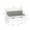 SoBuy KMB66-W Coffre de Rangement Enfants, Banc de Rangement pour Enfants avec Bibliothèque, 2 Tiroirs sur roulettes et Coussin d'assise, 100 x 45 x 70 cm, Blanc