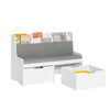 SoBuy KMB66-W Coffre de Rangement Enfants, Banc de Rangement pour Enfants avec Bibliothèque, 2 Tiroirs sur roulettes et Couss
