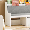 SoBuy KMB66-W Coffre de Rangement Enfants, Banc de Rangement pour Enfants avec Bibliothèque, 2 Tiroirs sur roulettes et Coussin d'assise, 100 x 45 x 70 cm, Blanc