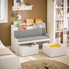 SoBuy KMB66-W Coffre de Rangement Enfants, Banc de Rangement pour Enfants avec Bibliothèque, 2 Tiroirs sur roulettes et Coussin d'assise, 100 x 45 x 70 cm, Blanc