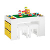 SoBuy KMB75-W Table Enfant avec Rangement et 2 Chaises – Plateau Double Face Construction, Blanc