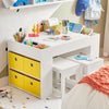 SoBuy KMB75-W Table Enfant avec Rangement et 2 Chaises – Plateau Double Face Construction, Blanc