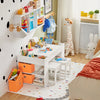 SoBuy KMB75-W Table Enfant avec Rangement et 2 Chaises – Plateau Double Face Construction, Blanc