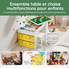 SoBuy KMB75-W Table Enfant avec Rangement et 2 Chaises – Plateau Double Face Construction, Blanc