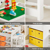 SoBuy KMB75-W Table Enfant avec Rangement et 2 Chaises – Plateau Double Face Construction, Blanc