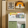 SoBuy KMB79-W Bibliothèque Enfant avec 3 Étagères, 4 Compartiments et 2 Coffres Amovibles – L60×P34×H80 cm, Charge 55 kg, MDF E1, Blanc