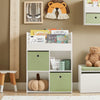 SoBuy KMB79-W Bibliothèque Enfant avec 3 Étagères, 4 Compartiments et 2 Coffres Amovibles – L60×P34×H80 cm, Charge 55 kg, MDF E1, Blanc