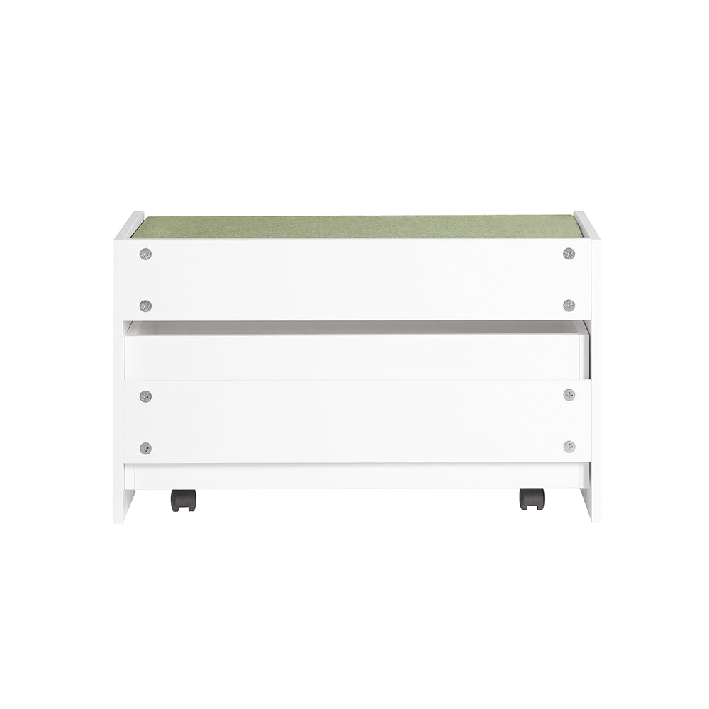 SoBuy KMB80-W Banc Coffre de Rangement 2 en 1, avec 1 Tiroir à roulettes et Assise Coussin Rembourré