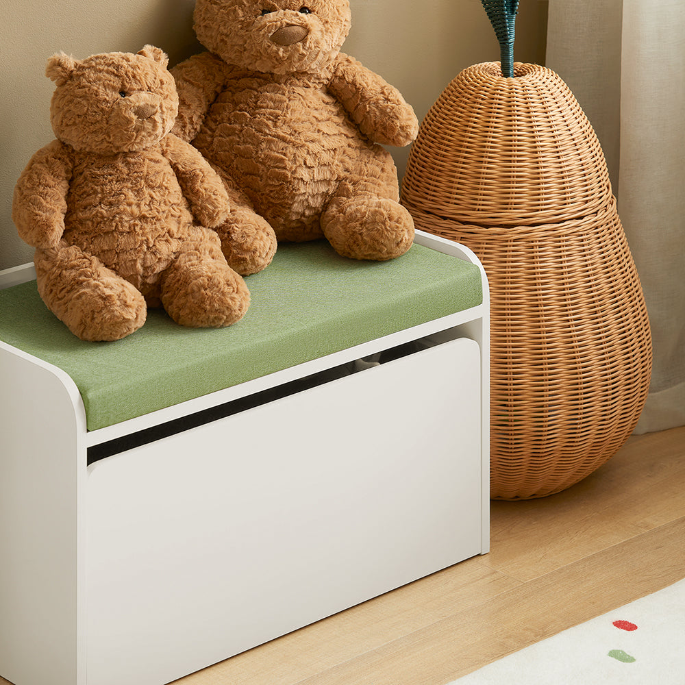 SoBuy KMB80-W Banc Coffre de Rangement 2 en 1, avec 1 Tiroir à roulettes et Assise Coussin Rembourré