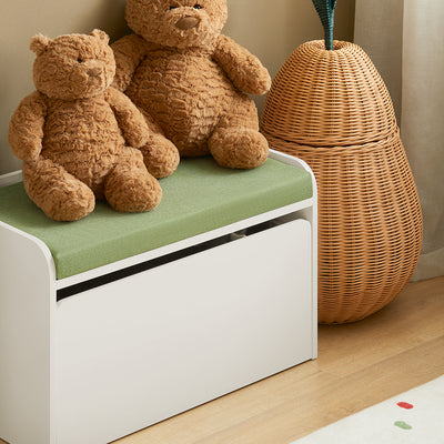 SoBuy KMB80-W Banc Coffre de Rangement 2 en 1, avec 1 Tiroir à roulettes et Assise Coussin Rembourré