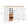 SoBuy KNL05-W Îlot de Cuisine 120 cm – Meuble Îlot Central avec Casier à Vin, 2 Tiroirs et Bois Hévéa – Blanc