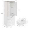 SoBuy KSB04-W Armoire 2 Portes avec 3 Tiroirs et Penderie – Design Moderne Gain de Place – 70×55×187 cm, Blanc et Bois