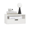 SoBuy NKD03-W Table de Chevet Murale, Table de Nuit Flottante avec Tiroir et Plateau, Étagère Murale pour Chambre à Coucher, 