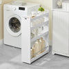 SoBuy NSR01-W Chariot de Rangement avec Roues et 4 Niveaux, Format Compact, Rangement Optimisé, Design Fonctionnel, Usage Quotidien – L60×P18×H82 cm, Blanc