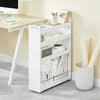 SoBuy NSR01-W Chariot de Rangement avec Roues et 4 Niveaux, Format Compact, Rangement Optimisé, Design Fonctionnel, Usage Quotidien – L60×P18×H82 cm, Blanc
