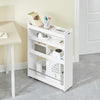 SoBuy NSR01-W Chariot de Rangement avec Roues et 4 Niveaux, Format Compact, Rangement Optimisé, Design Fonctionnel, Usage Quotidien – L60×P18×H82 cm, Blanc