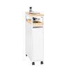 SoBuy NSR11-WN Chariot de Cuisine à Roulettes Slim 20 cm, Plan de Travail Bois, Tiroir 2 Niveaux, 4 Roulettes – L20 × P51 × H