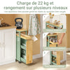 SoBuy NSR14-GR Desserte de Cuisine Étroite sur Roulettes – Porte et Tiroir, Rangement Gain de Place – 50×20×79 cm, Vert et Bois