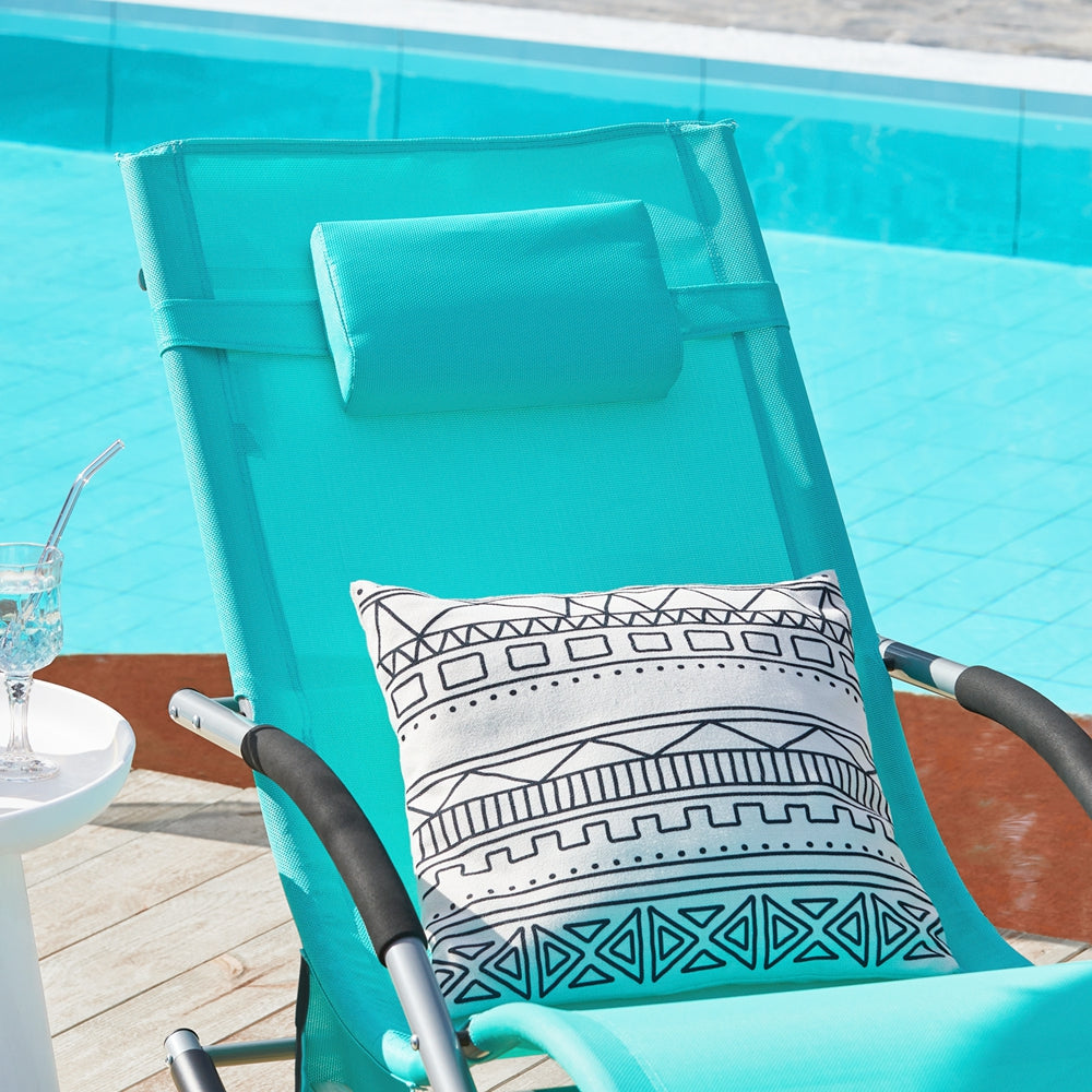 SoBuy OGS28-HBx2 Lot de 2 Chaise Longue Transat de Jardin Bascule avec Appui-tête Réglable et Pochette latérale