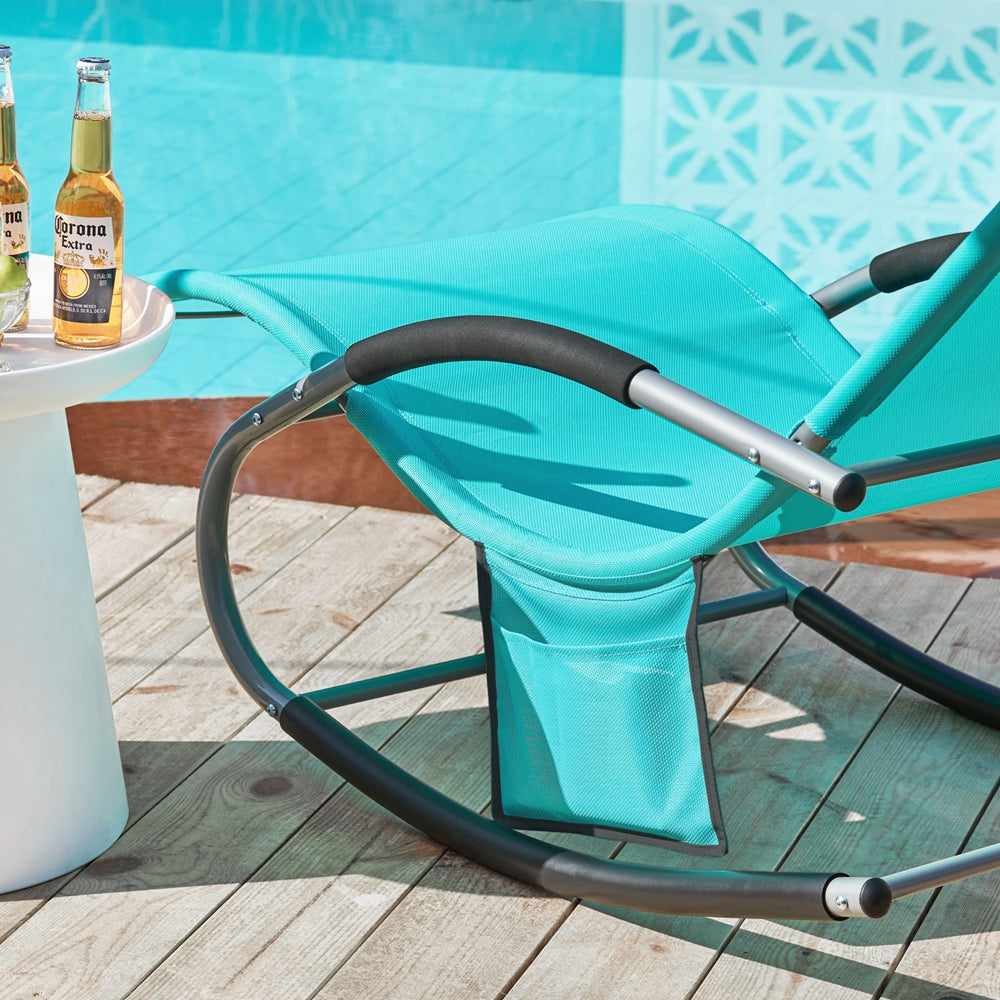 SoBuy OGS28-HBx2 Lot de 2 Chaise Longue Transat de Jardin Bascule avec Appui-tête Réglable et Pochette latérale