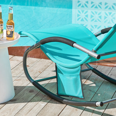 SoBuy OGS28-HBx2 Lot de 2 Chaise Longue Transat de Jardin Bascule avec Appui-tête Réglable et Pochette latérale