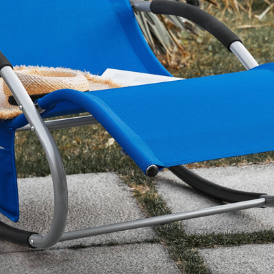 SoBuy OGS28-KBx2 Lot de 2 Chaise Longue Transat de Jardin Bascule avec Appui-tête Réglable et Pochette latérale