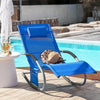 SoBuy OGS28-KB Chaise Longue Transat de Jardin Bascule avec Appui-tête Réglable et Pochette latérale